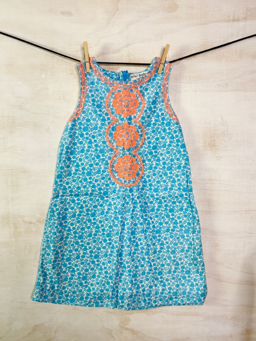 Mini Boden Blue and Orange Floral Tank Dress